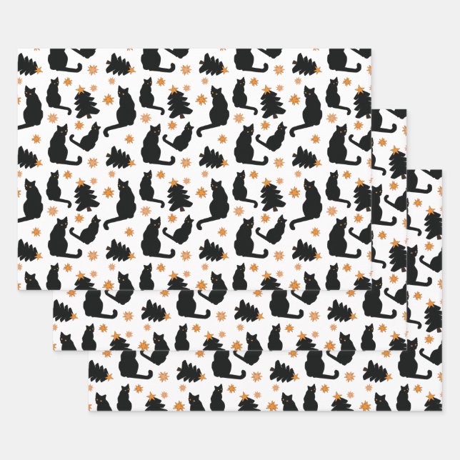 Black Cats Wrapping Paper Sheets (Set)