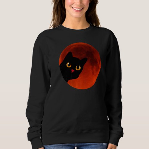 Black Cats Yellow Cat Eyes moon the red Scary Sweatshirt