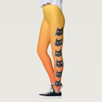 Black Cats Yellow Orange Women's Leggings