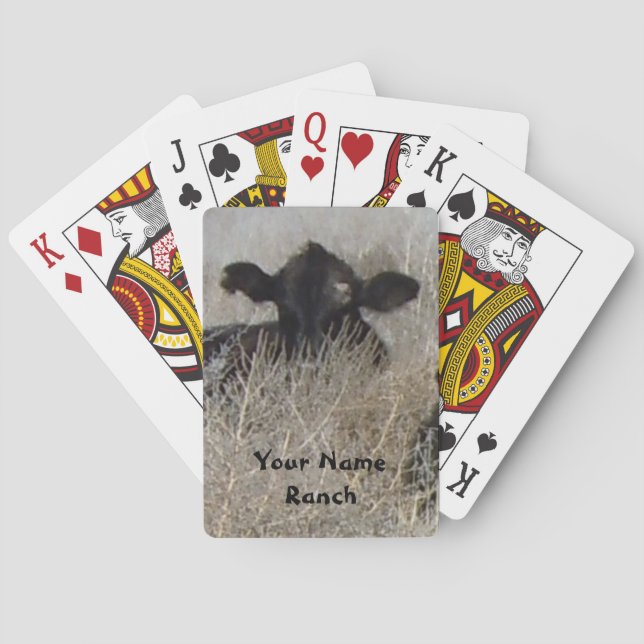 Black Cattle Calf 1- Your Name Ranch or Farm Poker Cards (Back)