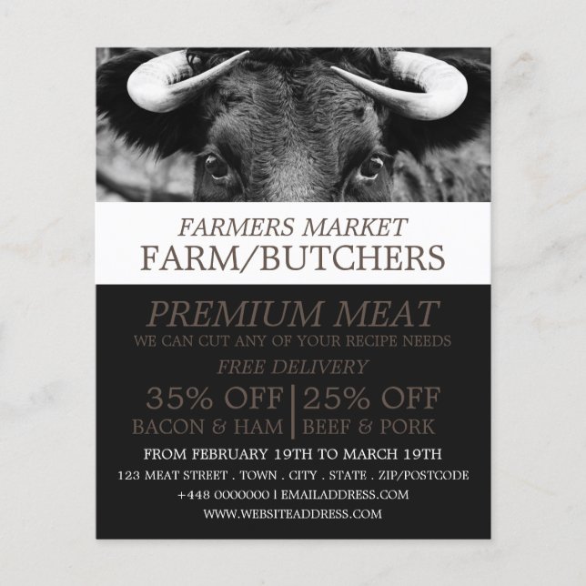 Black Cattle, Farmer & Butcher Advertising Flyer (Front)