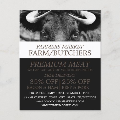 Black Cattle Farmer  Butcher Advertising Flyer