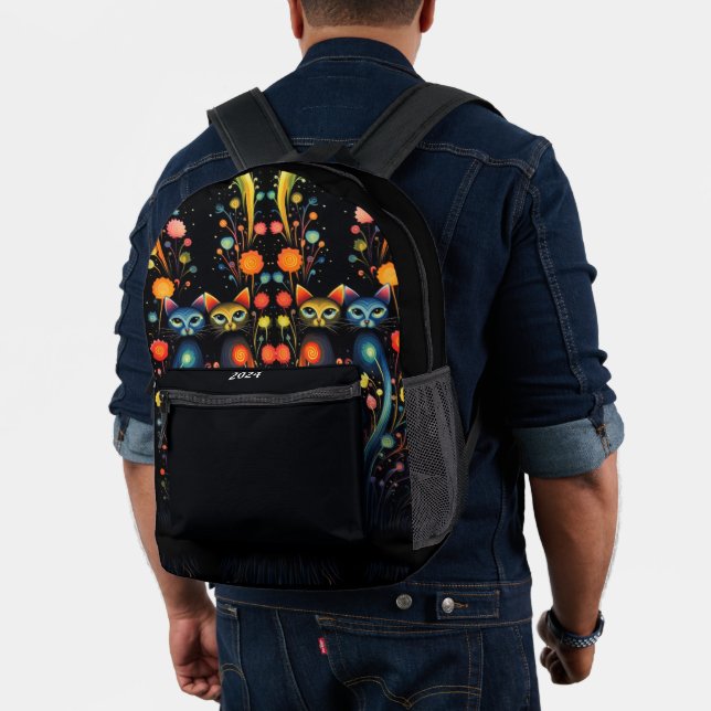 Black Caturday Printed Backpack (Insitu (Model))
