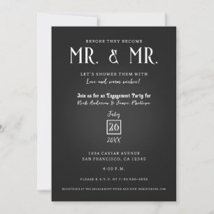 Black Caviar Classy Elegant MR. Engagement Party Invitation