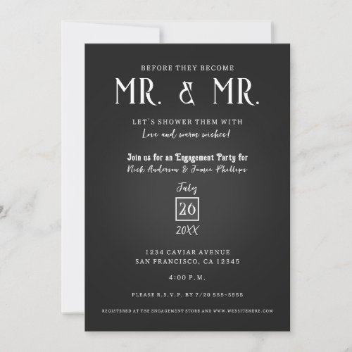 Black Caviar Classy Elegant MR Engagement Party  Invitation