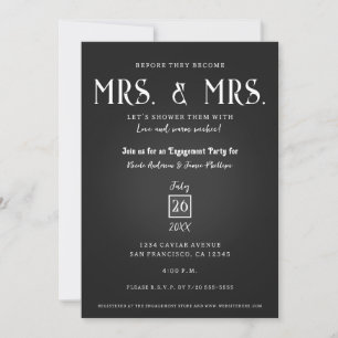 Black Caviar Classy Elegant Mrs. Engagement Party Invitation