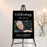 Black Celebration Of Life with Photo Memorial Foam Board<br><div class="desc">This elegant white on black memorial photo foam board poster is a beautiful way to remember a loved one during the celebration of life service. Place it on an easel at the Celebration of Life,  funeral,  or memorial service.</div>
