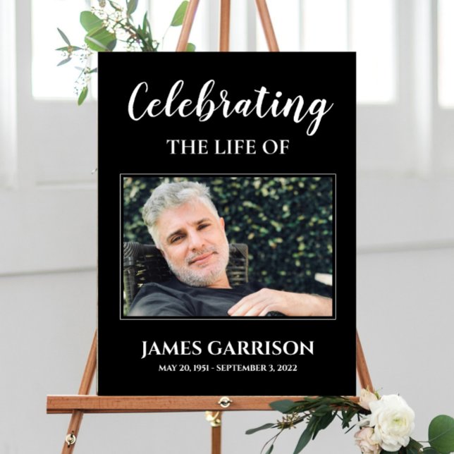 Black Celebration Of Life with Photo Memorial Foam Board (Creator Uploaded)