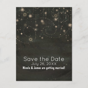 Black Celestial Dark Starry Sky Swirls Any Event Announcement Postcard