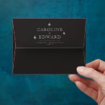 Black Celestial Gold Stars Moon Astronomy Wedding Envelope<br><div class="desc">Navy Celestial Gold Stars Moon Astronomy Wedding</div>