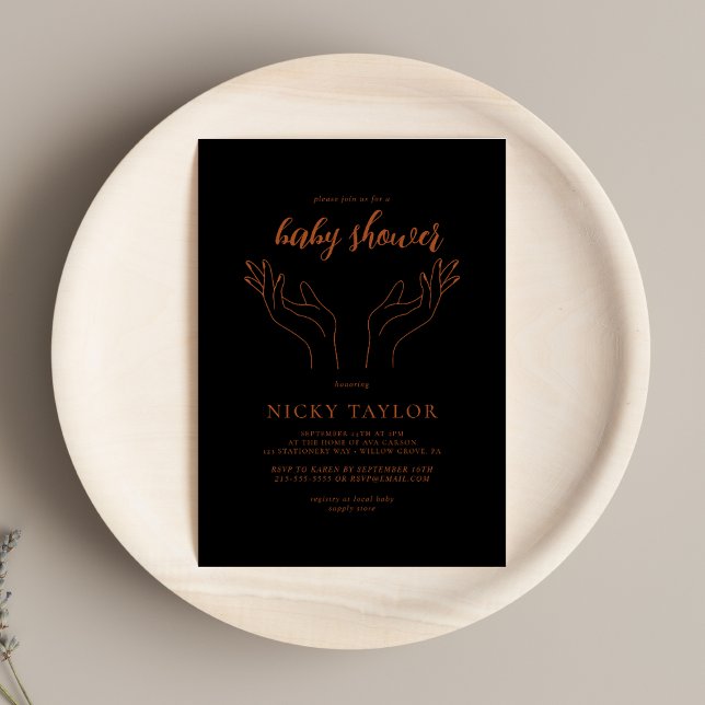 Black Celestial Hand Baby Shower Invitation (Creator Uploaded)