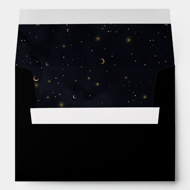 Black Celestial Moon Stars Lined Envelope (Back (Bottom))