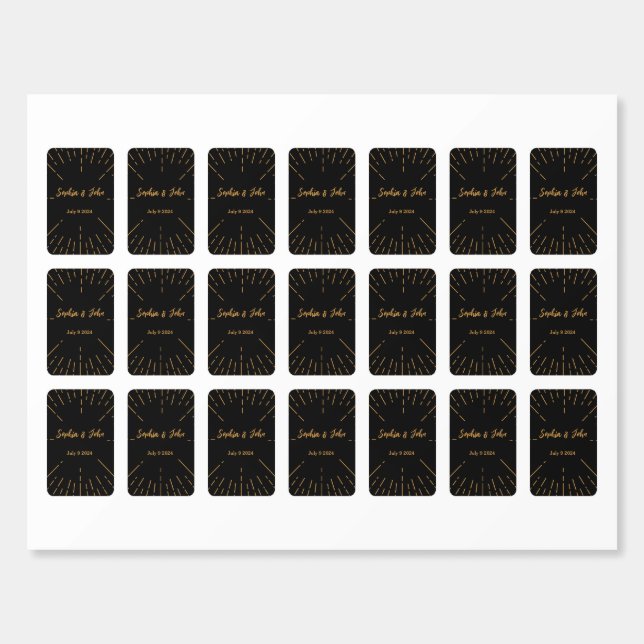 Black Celestial Mystical Starburst Gold  Matchboxes (Sticker Sheet)