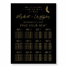 Black Celestial Wedding Seating Chart Foam Boards