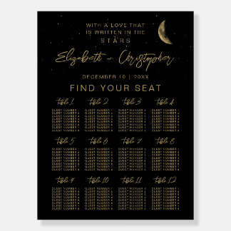 Black Celestial Wedding Seating Chart Foam Boards