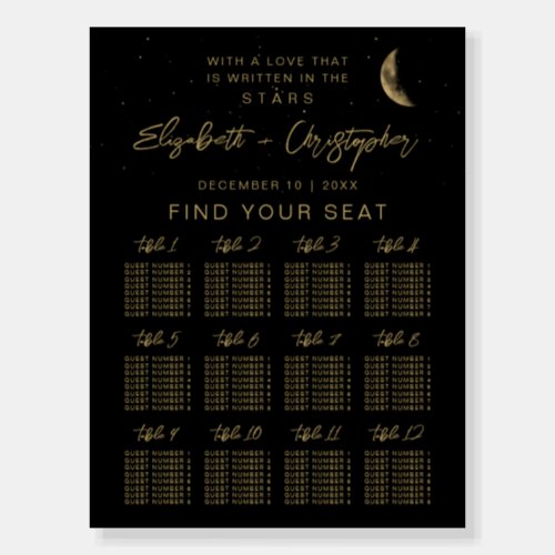 Black Celestial Wedding Seating Chart Foam Boards