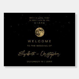 Black Celestial Wedding Welcome Sign