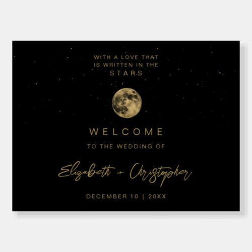 Black Celestial Wedding Welcome Sign