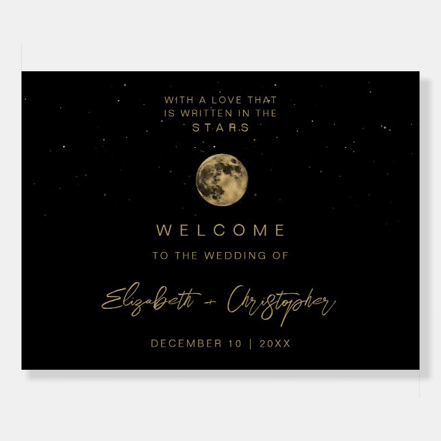 Black Celestial Wedding Welcome Sign (Front)