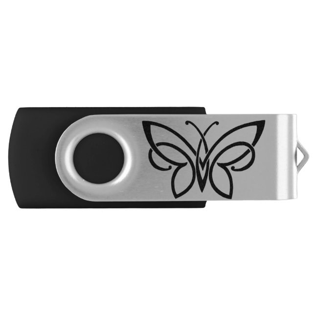 Black celtic butterfly USB USB Flash Drive (Front)