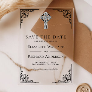 Black Celtic Cross Wedding Save the Date
