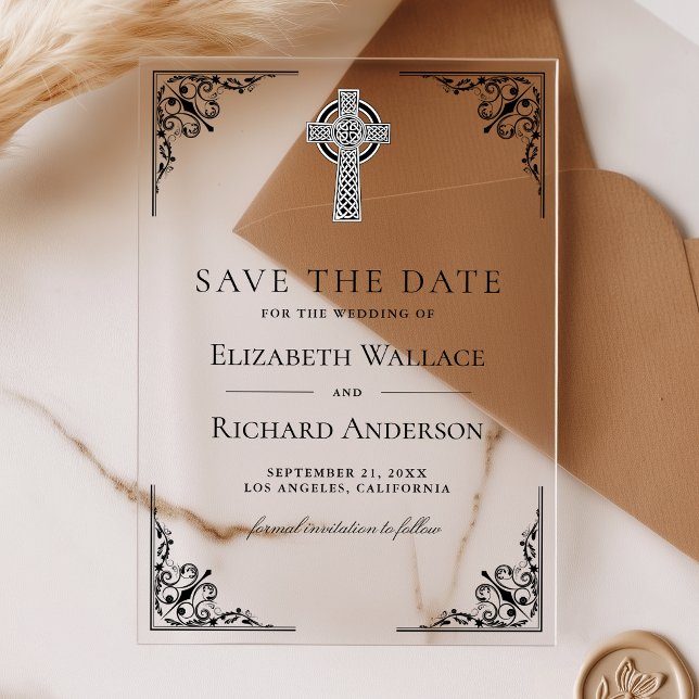 Black Celtic Cross Wedding Save the Date (Creator Uploaded)