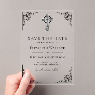 Black Celtic Cross Wedding Save the Date