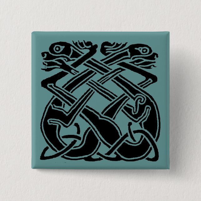 Black Celtic Dogs Pinback Button (Front)