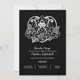 Black Celtic Heart Knot Floral Handfasting Invitation
