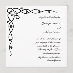 Black Celtic Knot Corner Vine Wedding Invitation