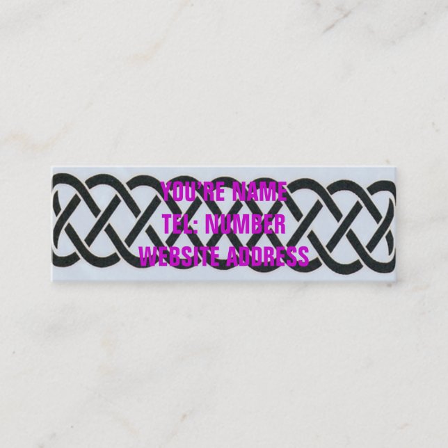 Black Celtic knot on White Mini Business Card (Front)