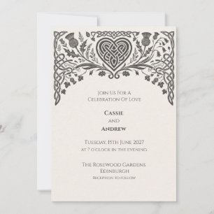 Black Celtic Thistle Knot Wedding Invitation