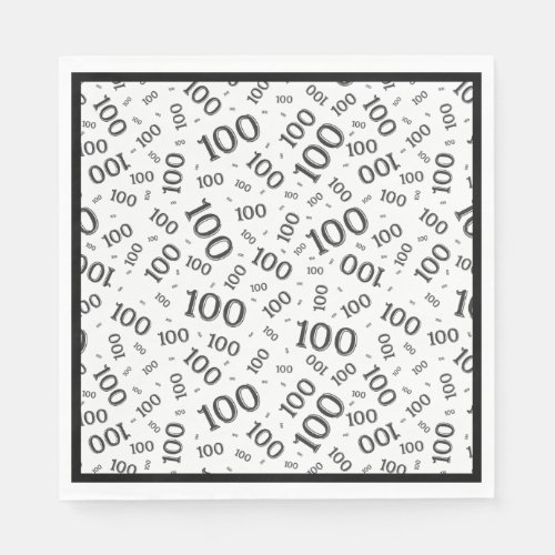 Black Centennial Random Number Pattern 100 Napkins