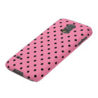 Black center Small Black Polka Dots on hot pink