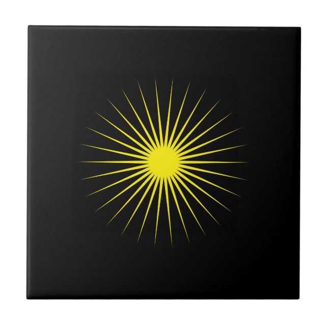 Black Ceramic Tile with Striking Yellow Star Desig (Front)