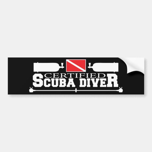 Black Certified Scuba Diver Bumper Sticker