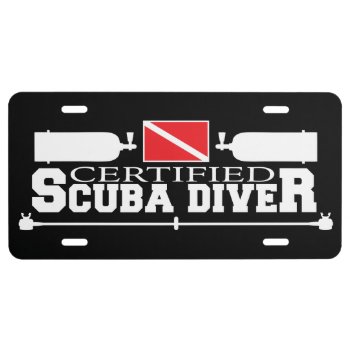 Black Certified Scuba Diver License Plate by RelevantTees at Zazzle