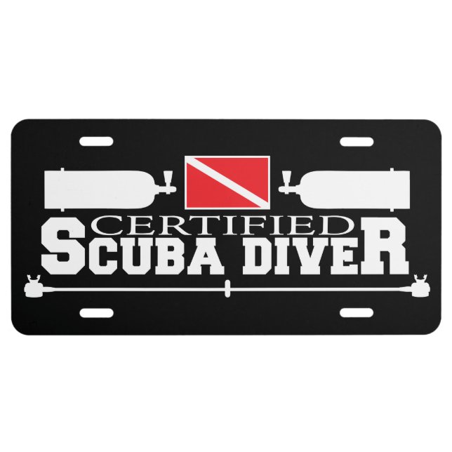 Black Certified Scuba Diver License Plate (Front)
