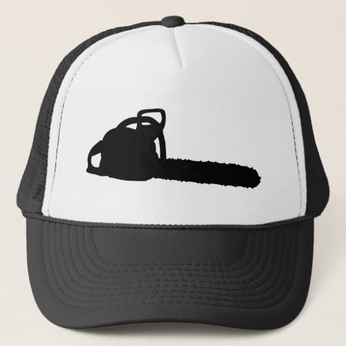 black chainsaw trucker hat