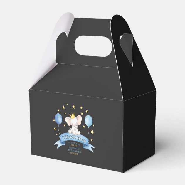 black chalk baby boy elephant STARS BALLOONS Favor Boxes
