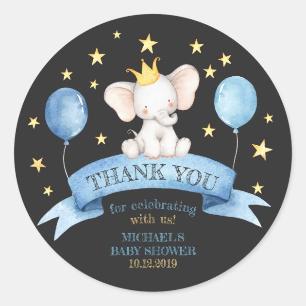 black chalk baby elephant classic round sticker