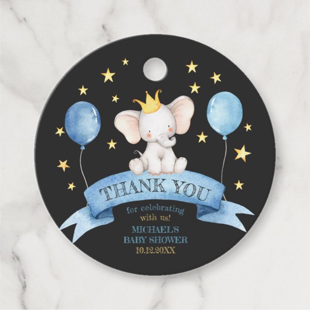 black chalk baby elephant STARS AND BALLOONS Favor Tags