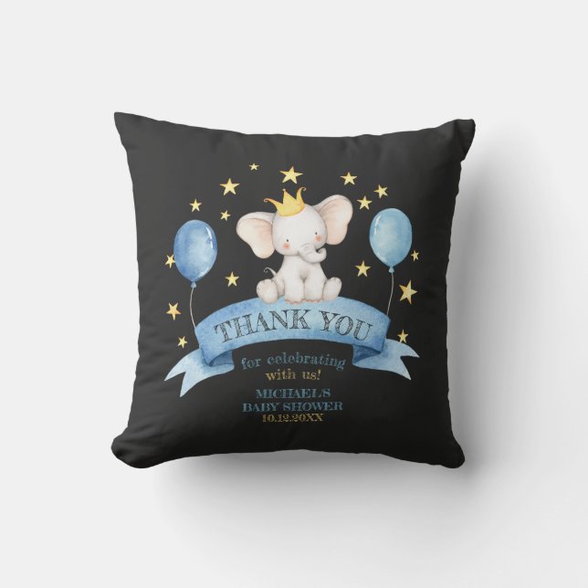 black chalk baby elephant STARS AND BALLOONS Throw Pillow (Front)