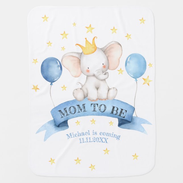 black chalk balloon star elephant mom to be baby blanket (Front)