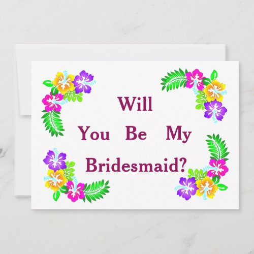 Black Chalk Board Floral Will you be my Bridesmaid Invitation