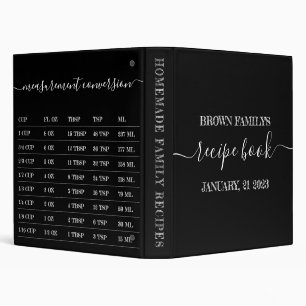 Black Chalk Kitchen Measurement Cook Recipe 3 Ring Binder