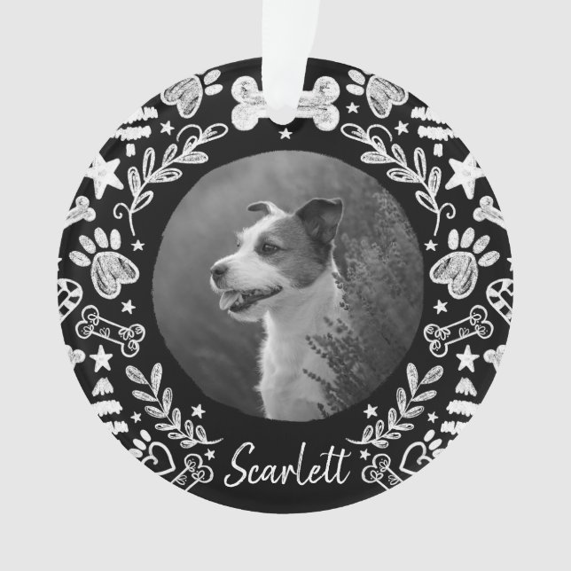Black Chalkboard Art Frame Dog Memorial Keepsake Ornament (Front)
