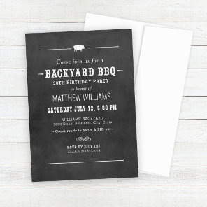 Black Chalkboard Backyard BBQ Birthday Party Invitation
