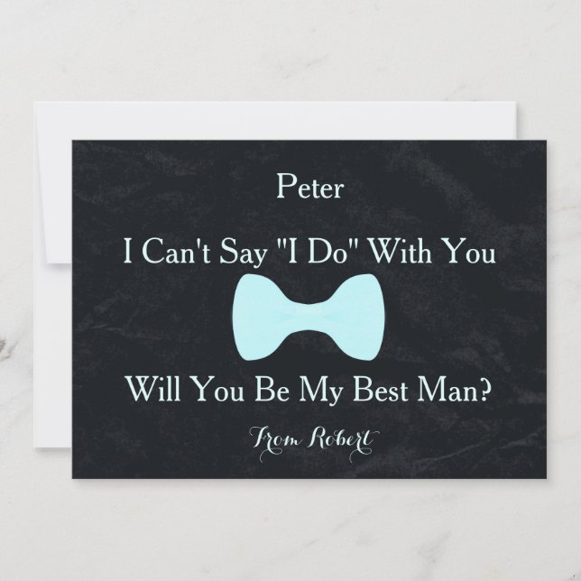 Black Chalkboard Bow Will you be my Bestman Invitation (Front)