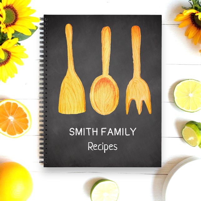Black Chalkboard Brown Yellow Utensils Recipe Notebook (Creator Uploaded)